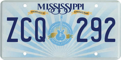 MS license plate ZCQ292