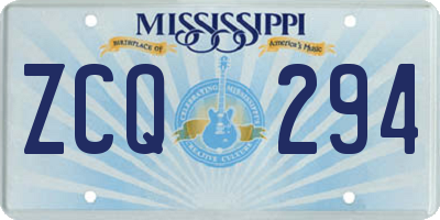 MS license plate ZCQ294