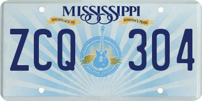 MS license plate ZCQ304