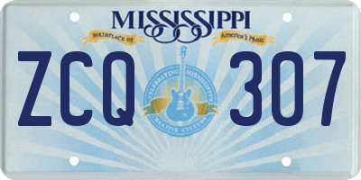 MS license plate ZCQ307
