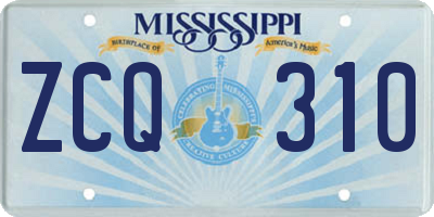 MS license plate ZCQ310