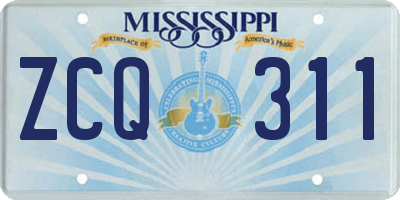 MS license plate ZCQ311