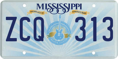 MS license plate ZCQ313