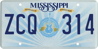 MS license plate ZCQ314