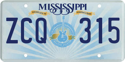 MS license plate ZCQ315