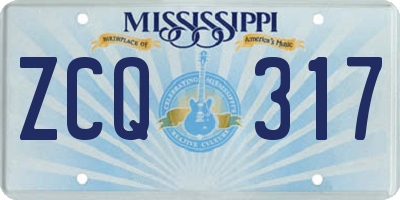 MS license plate ZCQ317