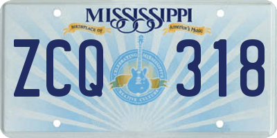 MS license plate ZCQ318