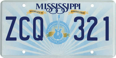 MS license plate ZCQ321