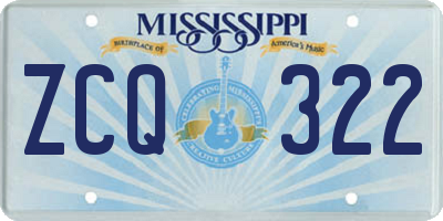 MS license plate ZCQ322