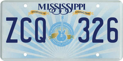 MS license plate ZCQ326