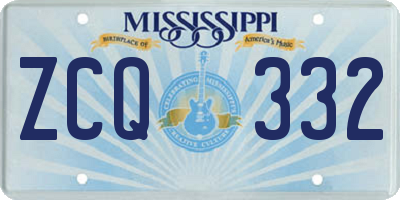 MS license plate ZCQ332