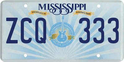 MS license plate ZCQ333