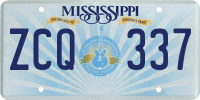MS license plate ZCQ337