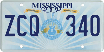 MS license plate ZCQ340