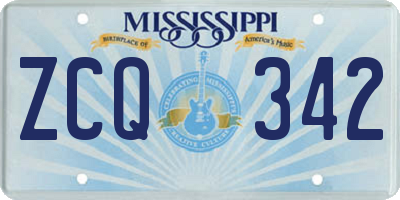 MS license plate ZCQ342