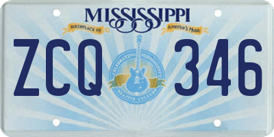 MS license plate ZCQ346