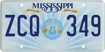 MS license plate ZCQ349