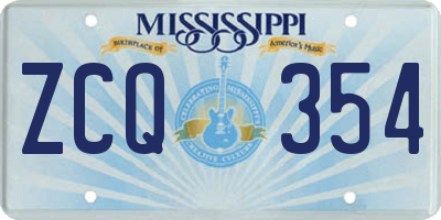 MS license plate ZCQ354