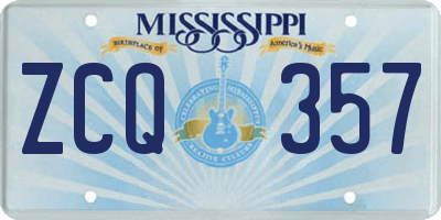 MS license plate ZCQ357