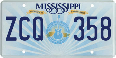 MS license plate ZCQ358