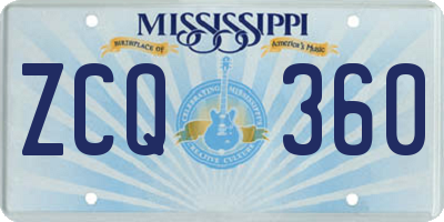 MS license plate ZCQ360