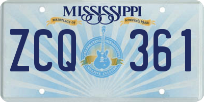 MS license plate ZCQ361