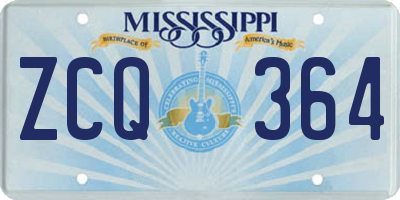 MS license plate ZCQ364