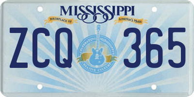 MS license plate ZCQ365