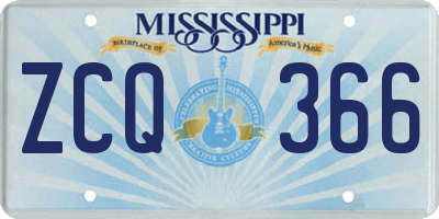 MS license plate ZCQ366