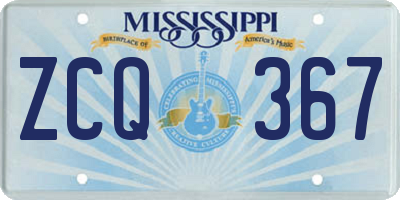 MS license plate ZCQ367
