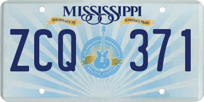 MS license plate ZCQ371