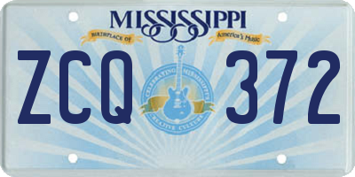 MS license plate ZCQ372