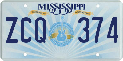 MS license plate ZCQ374
