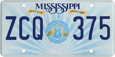 MS license plate ZCQ375