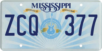 MS license plate ZCQ377
