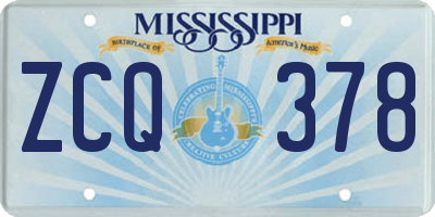MS license plate ZCQ378