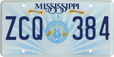 MS license plate ZCQ384