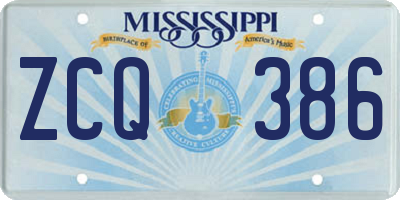 MS license plate ZCQ386