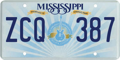 MS license plate ZCQ387