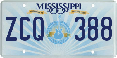 MS license plate ZCQ388