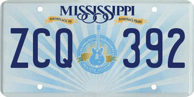 MS license plate ZCQ392