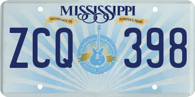 MS license plate ZCQ398