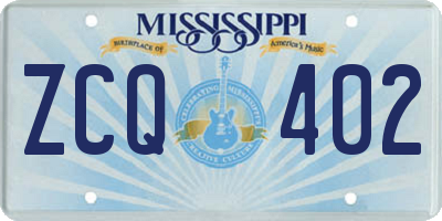 MS license plate ZCQ402