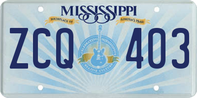 MS license plate ZCQ403