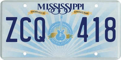 MS license plate ZCQ418