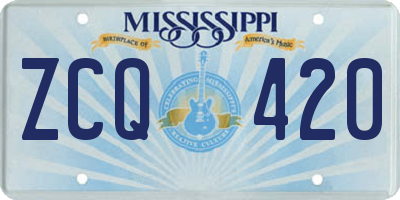 MS license plate ZCQ420