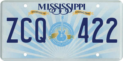 MS license plate ZCQ422