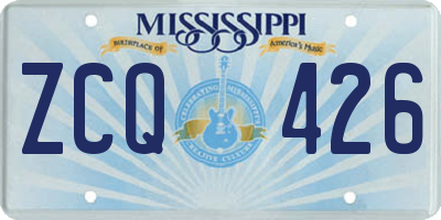 MS license plate ZCQ426