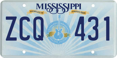 MS license plate ZCQ431