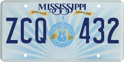 MS license plate ZCQ432